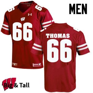 Men's Wisconsin Badgers NCAA #66 Kelly Thomas Red Authentic Under Armour Big & Tall Stitched College Football Jersey VJ31M53NR